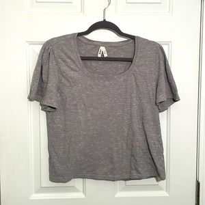 Pact Women’s Medium Gray T-Shirt with Slight Ruffle Sleeves